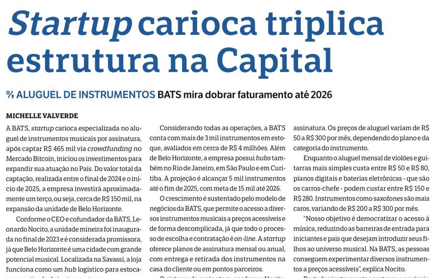 Reportagem sobre BATS no Diario do Comércio