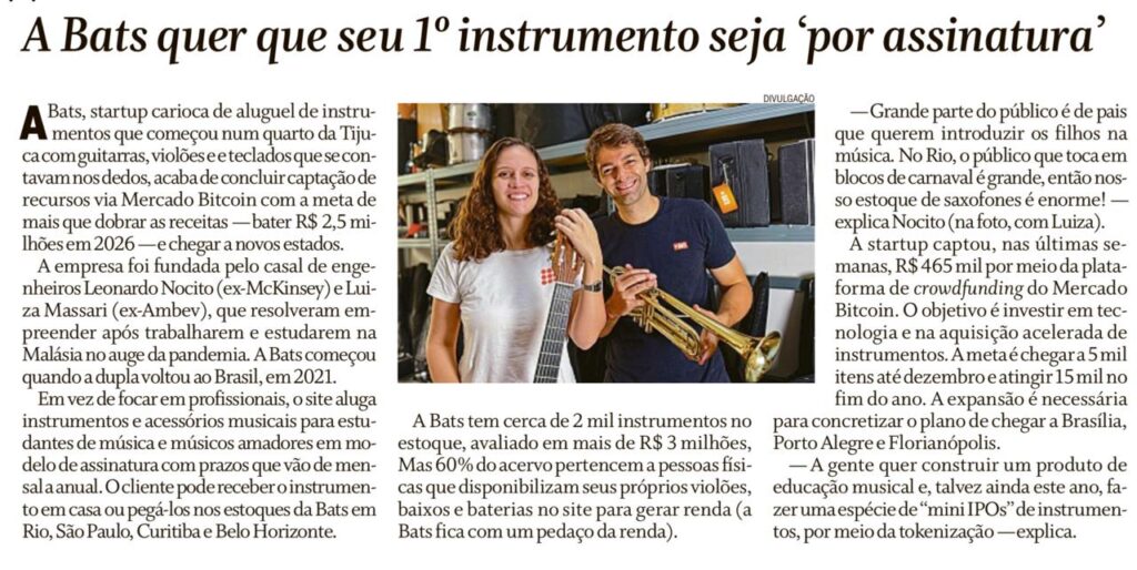 Reportagem sobre BATS no jornal